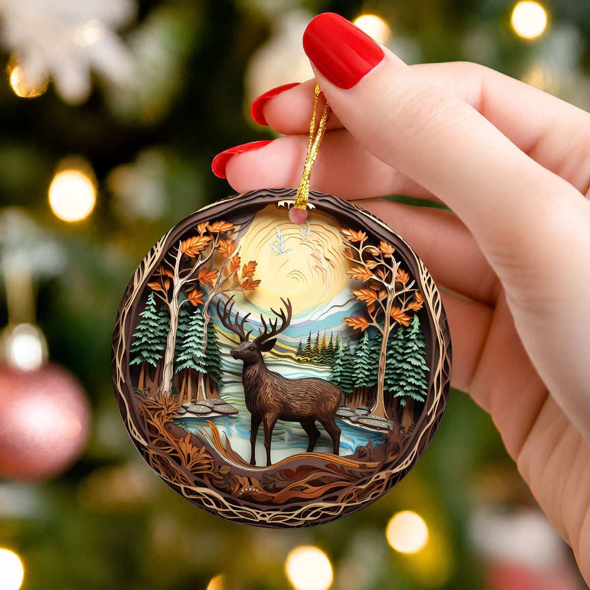 Rustic Deer Ornament 2026, Christmas Tree Ornament, Holiday Decoration, Acrylic Keepsake, Xmas Gift, Christmas Decor