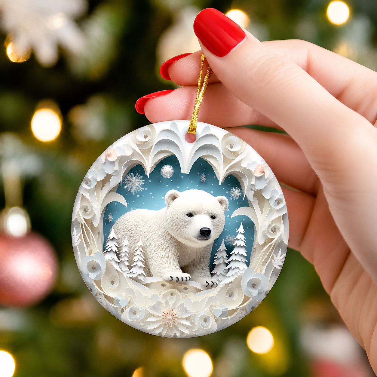 Polar Bear Christmas Ornament 2026, Arctic Bear Ornament, Winter Wildlife Tree Decor, Holiday Keepsake, Christmas Gift