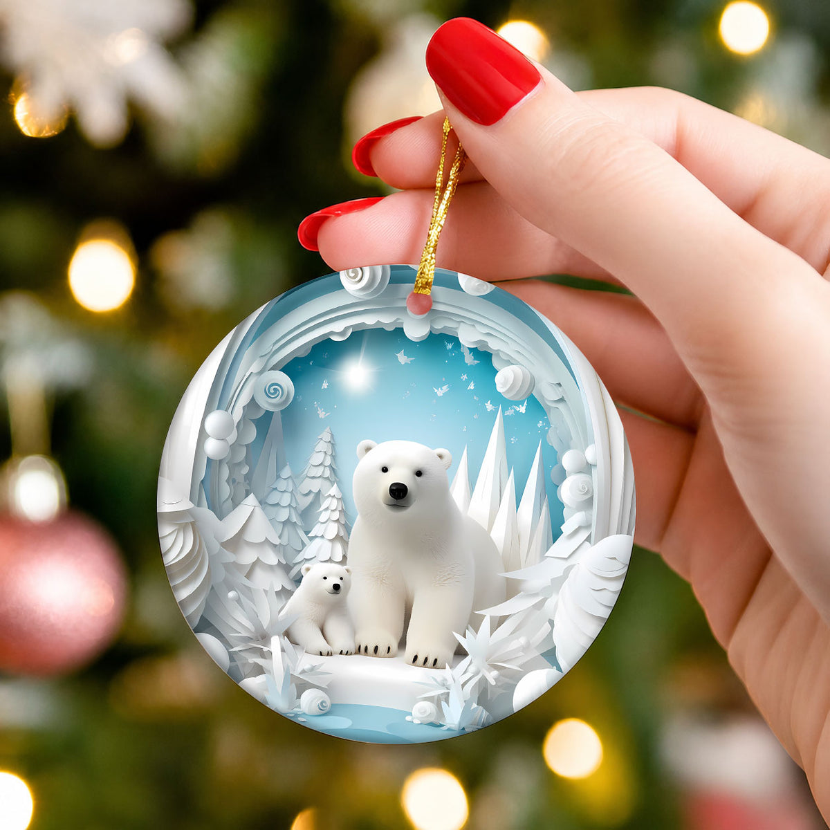 Baby Polar Bear Ornament 2026, Winter Animal Christmas Ornament, Arctic Holiday Decor, Christmas Keepsake