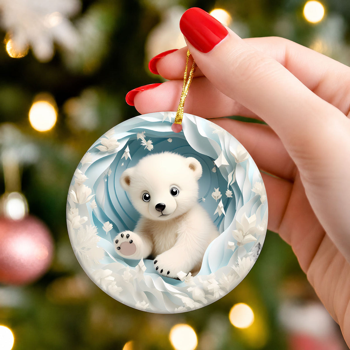 Baby Polar Bear Ornament 2026, Winter Animal Christmas Ornament, Arctic Holiday Decor, Christmas Keepsake