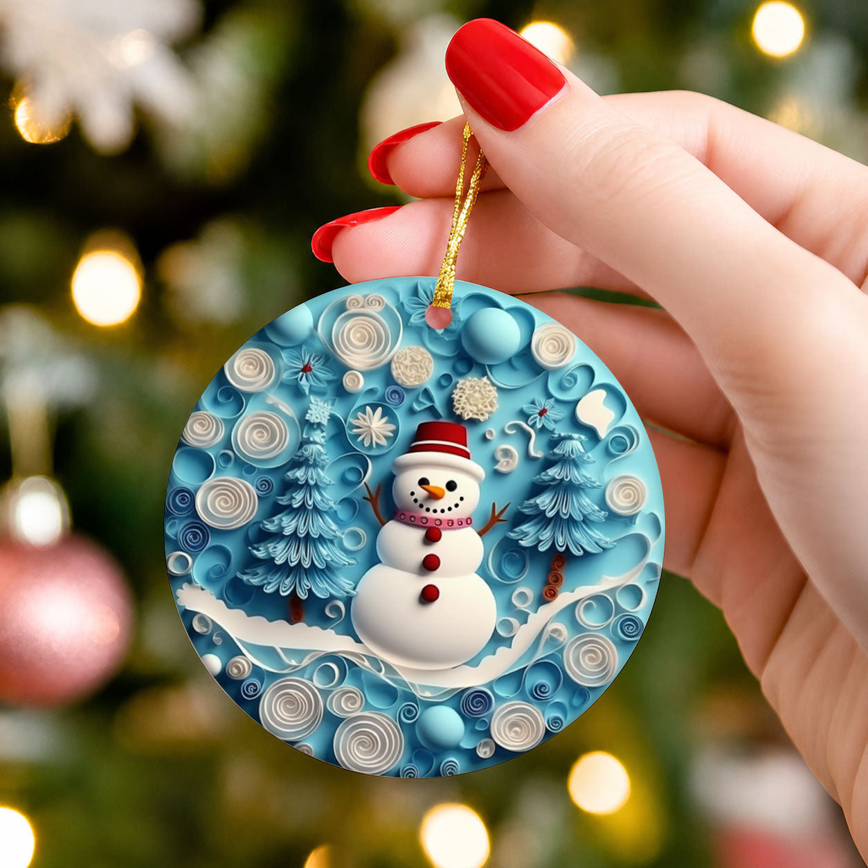 Snowman Tree Ornament 2026, Christmas Paper Art Ornament, Winter Holiday Decor, Seasonal Christmas Decoration, Gift Idea