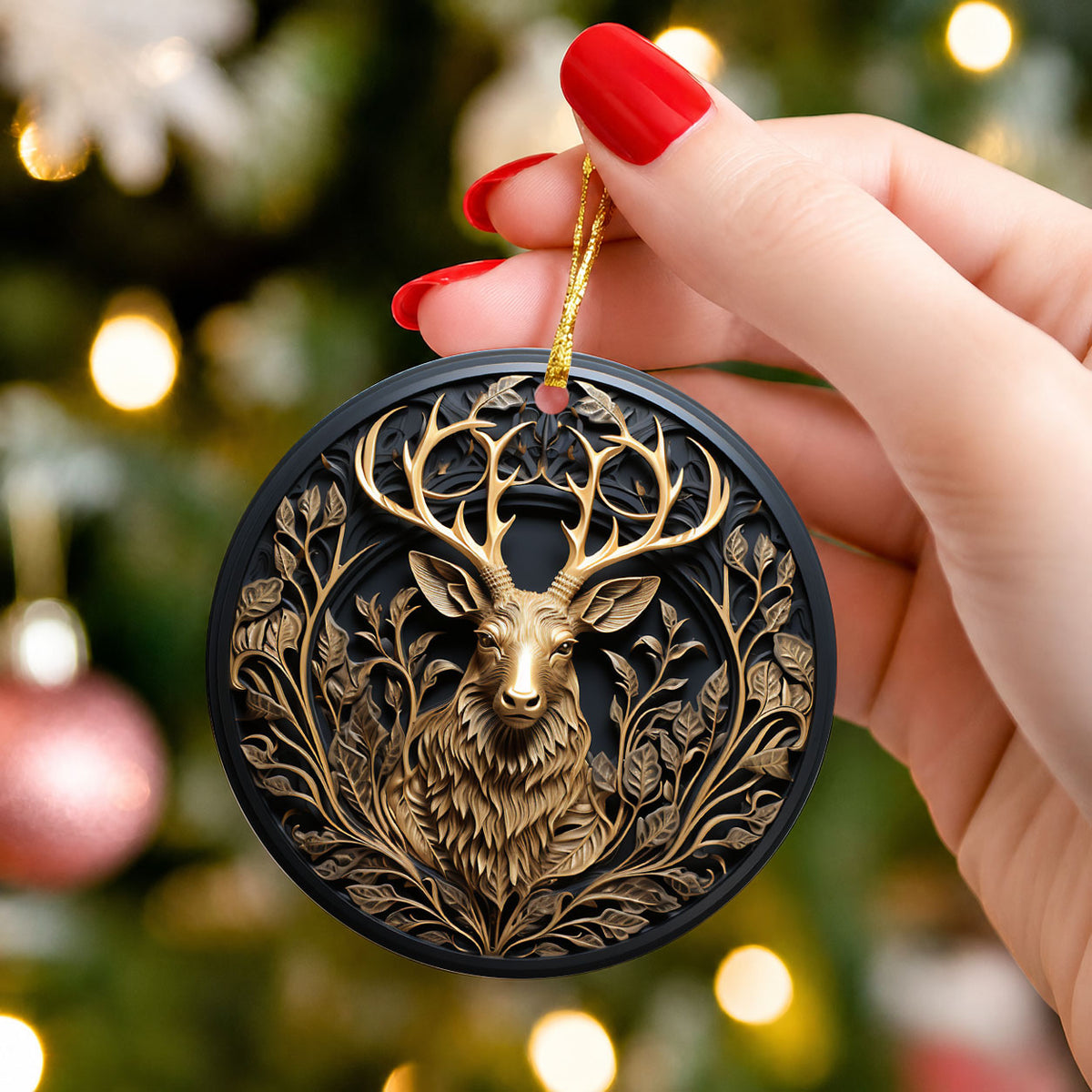 2026 Woodland Deer Christmas Ornament, Forest Animal Ornament, Rustic Christmas Tree Decor, Holiday Keepsake Gift, Winter Nature Ornament
