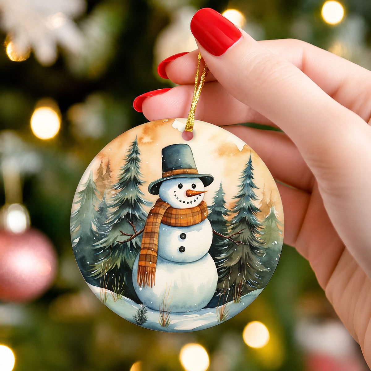 2026 Snowman Christmas Ornament, Winter Forest Tree Ornament, Rustic Holiday Decor, Snowman Keepsake Gift