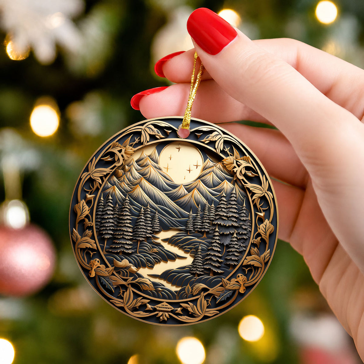 Mountain Forest Ornament, Christmas Tree Ornament 2026, Christmas Ornament, Holiday Deco