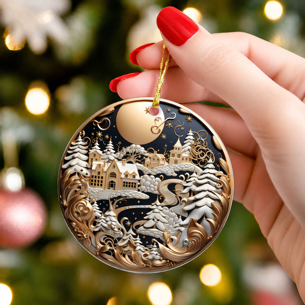 Peaceful Winter Landscape Ornament 2026, Christmas Tree Ornament, Holiday Decoration, Ceramic Keepsake