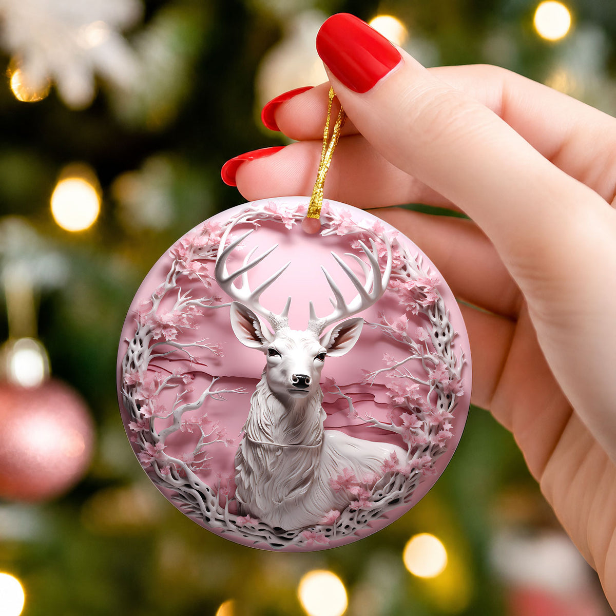 Elegant Deer Forest Ornament 2026, Christmas Tree Ornament, Holiday Keepsake Gift, Winter Woodland Decor, Xmas Gift Idea