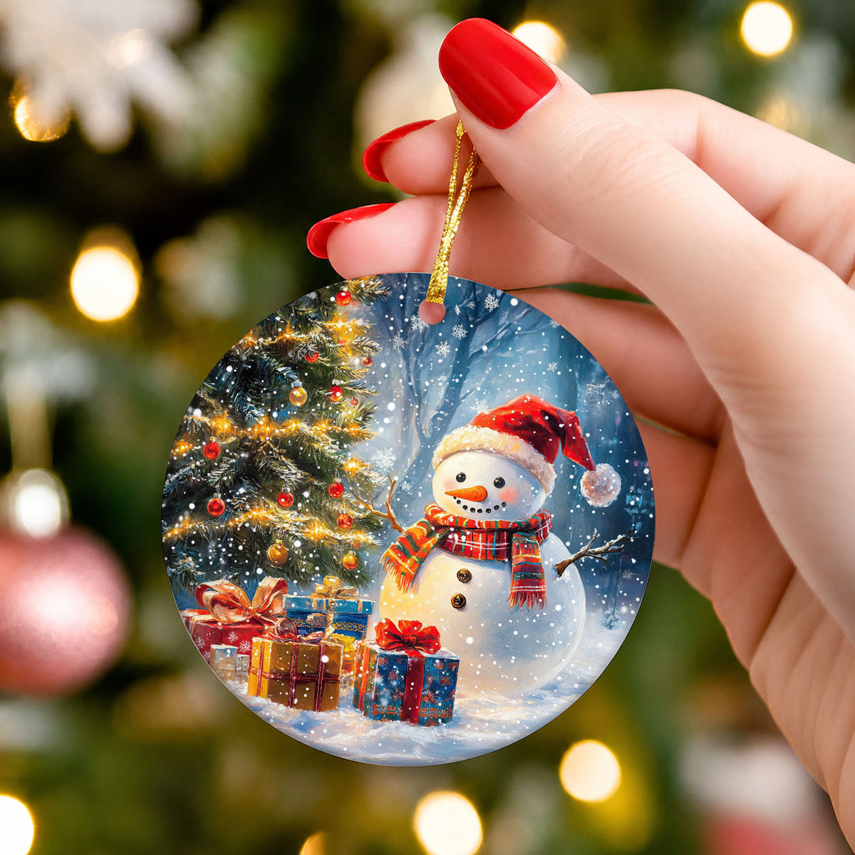 Snowman Holiday Ornament 2026, Rustic Christmas Ceramic Ornament, Winter Tree Decoration, Festive Keepsake Gift for Christmas Lovers