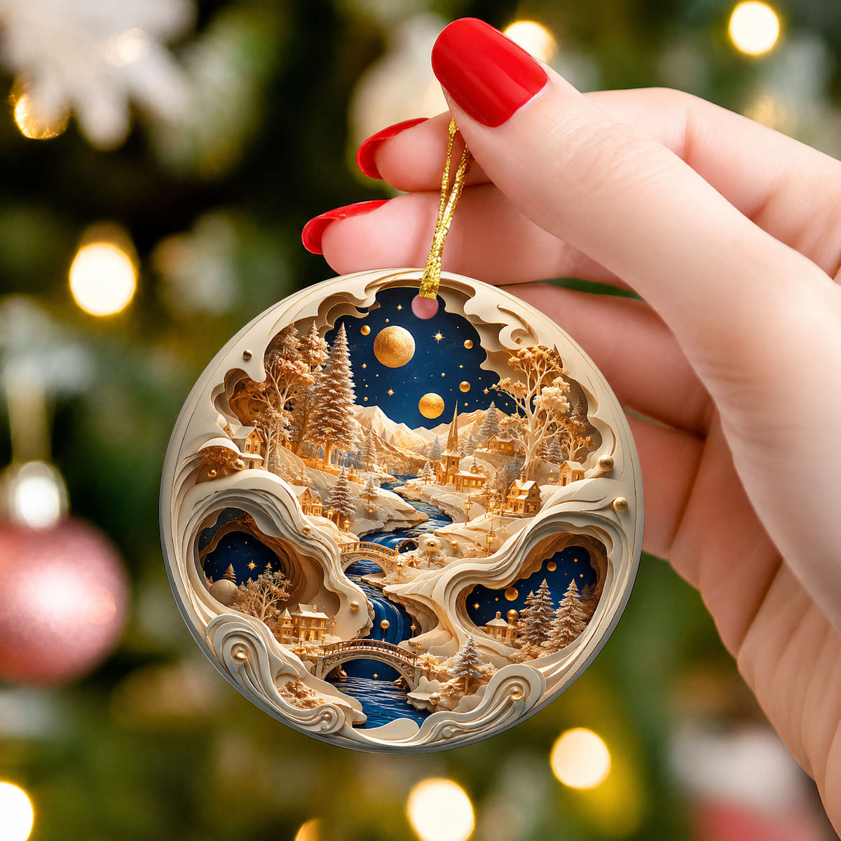 Winter Village Christmas Ornament 2026, Snowy Christmas Tree Decor, Holiday Village Ornament, Christmas Keepsake