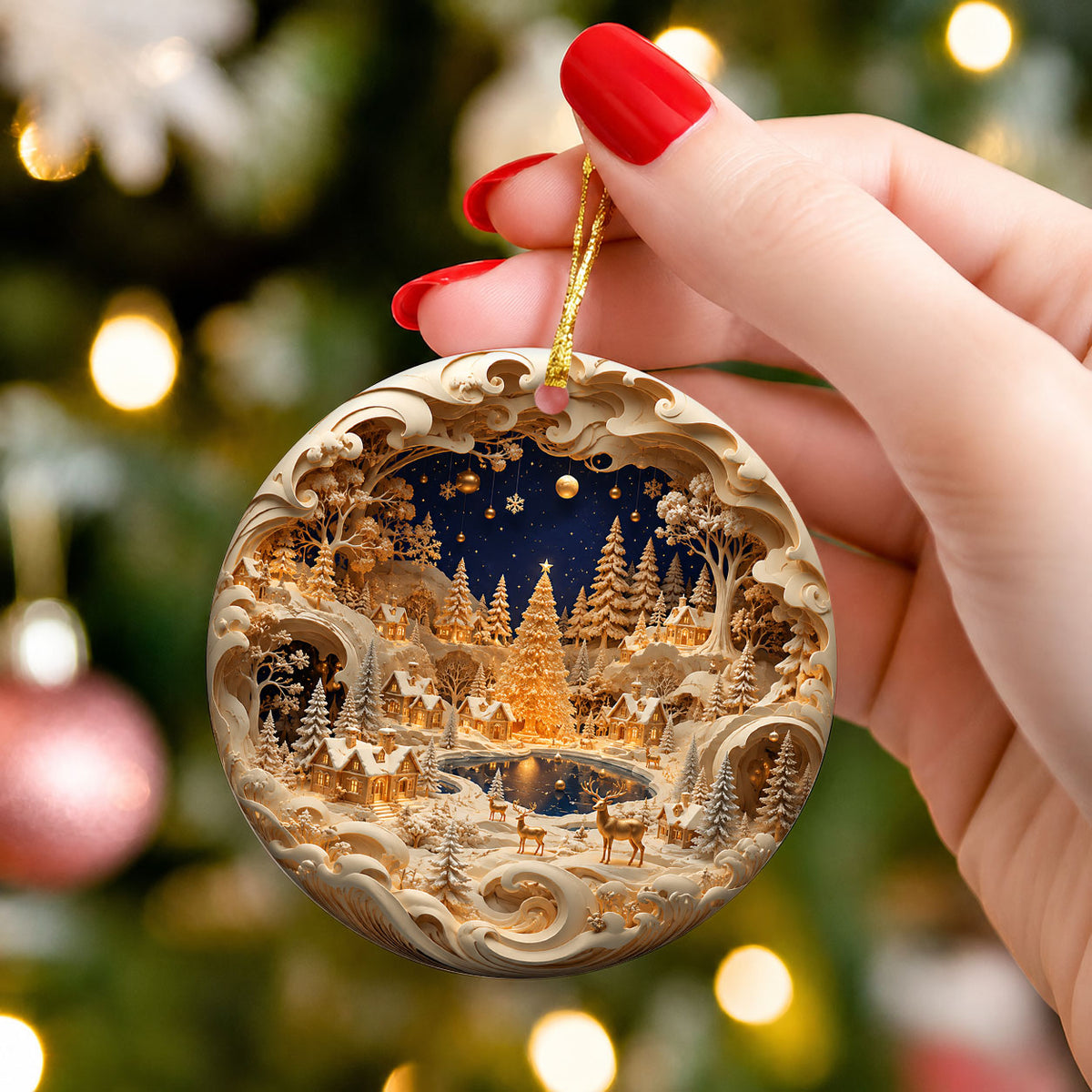 Christmas Ornament 2026, Snowy Village Scene, Winter Christmas Village Decor, Holiday Tree Ornament, Christmas Keepsake Gift