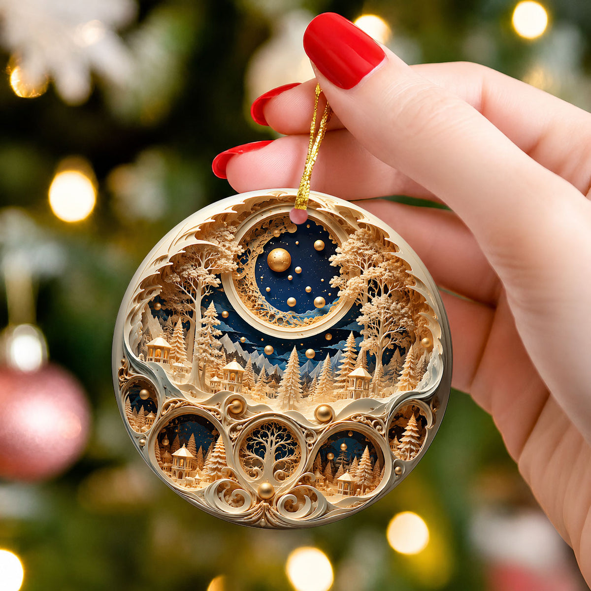 Christmas Ornament 2026, Snowy Village Scene, Winter Christmas Village Decor, Holiday Tree Ornament, Christmas Keepsake Gift (Copy)