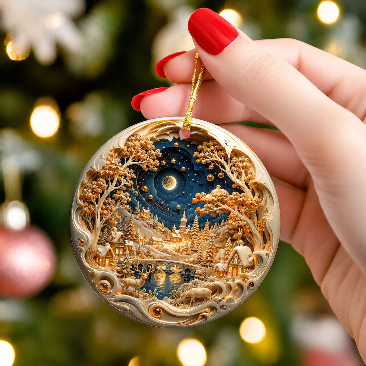 Holiday Village Ornament 2026, Christmas Village Decoration, Winter Snow Scene Ornament, Christmas Keepsake