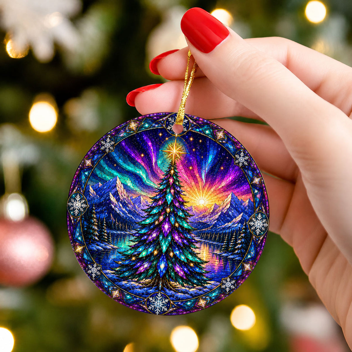 Aurora Christmas Tree Ornament 2026, Winter Landscape Ornament, Holiday Christmas Decor, Northern Lights Tree Decoration