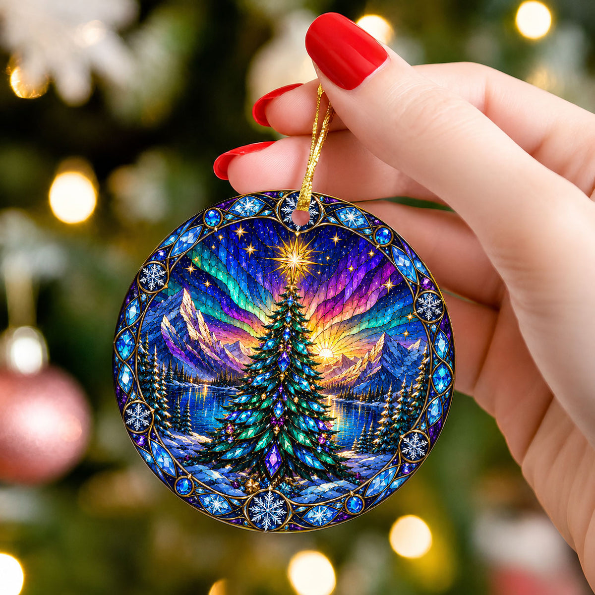 Christmas Tree Ornament 2026, Aurora Christmas Ornament, Winter Tree Decoration, Northern Lights Holiday Decor