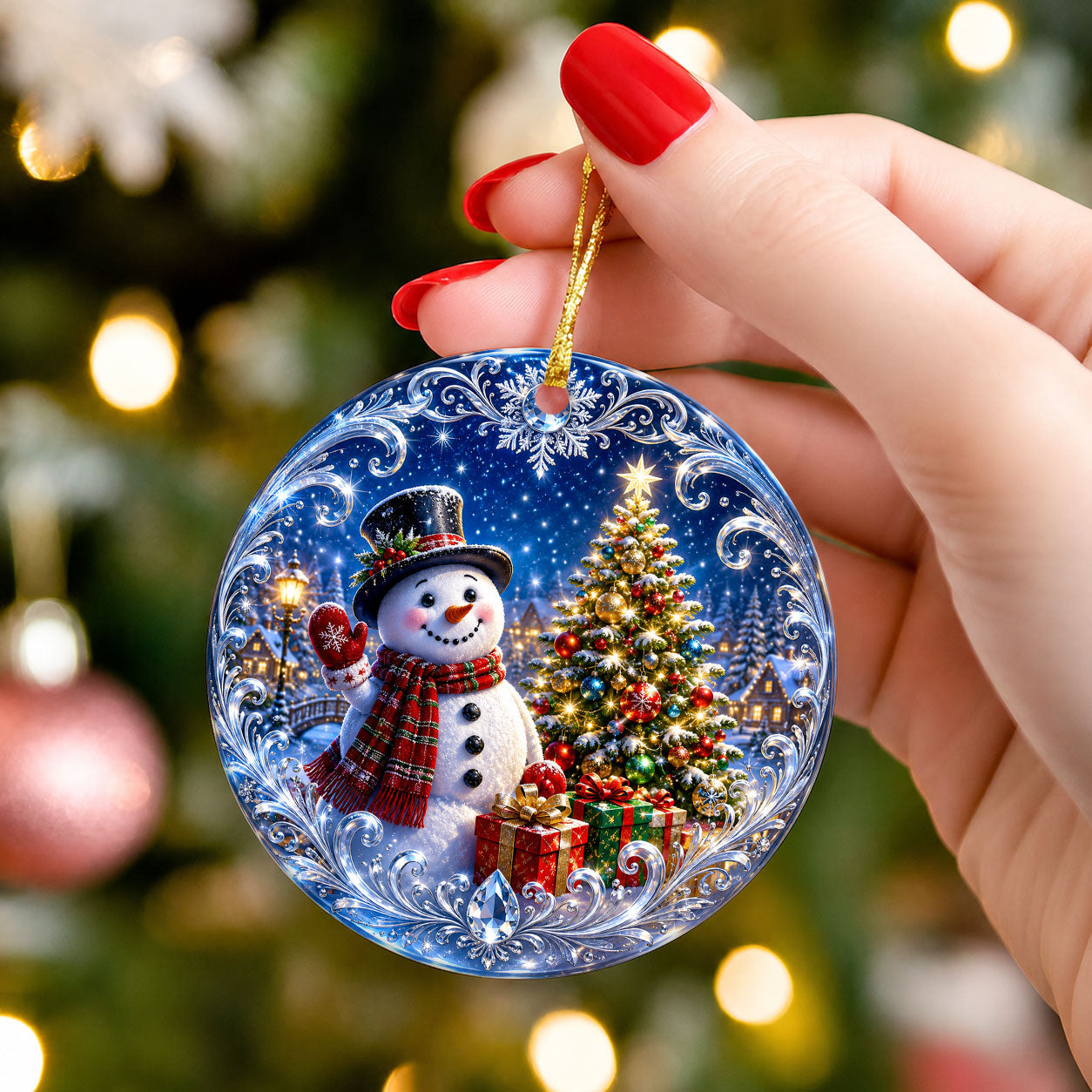 Winter Snowman Ornament 2026, Christmas Tree Keepsake Ornament, Holiday Decoration, Blue Christmas Decor