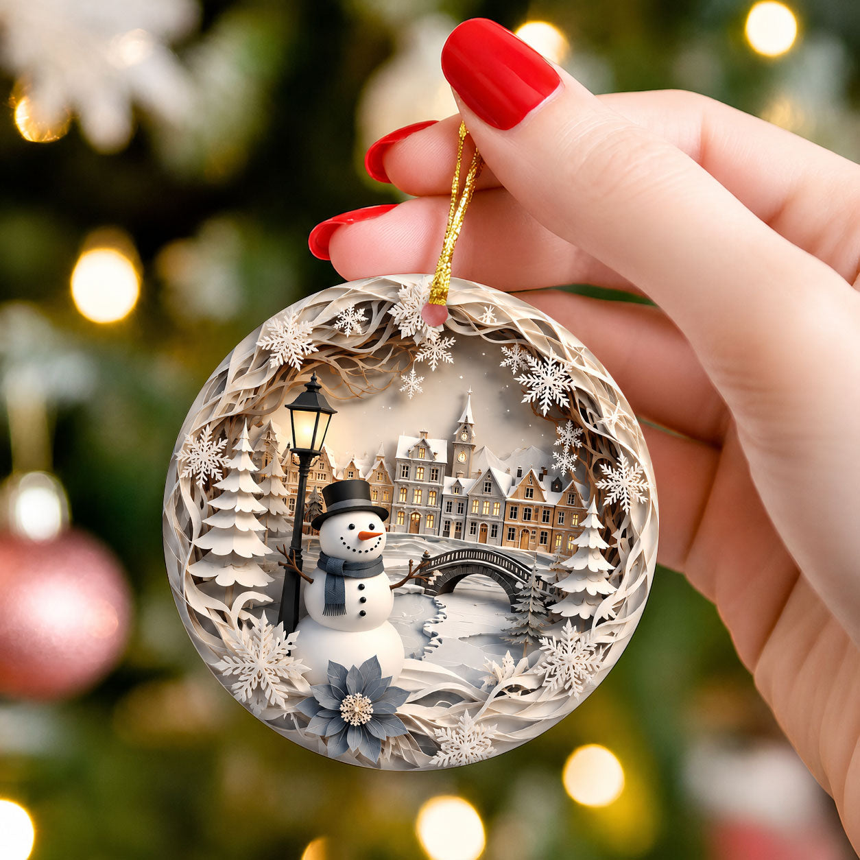 Snowman Christmas Ornament 2026, Winter Village Ornament, Christmas Tree Decoration