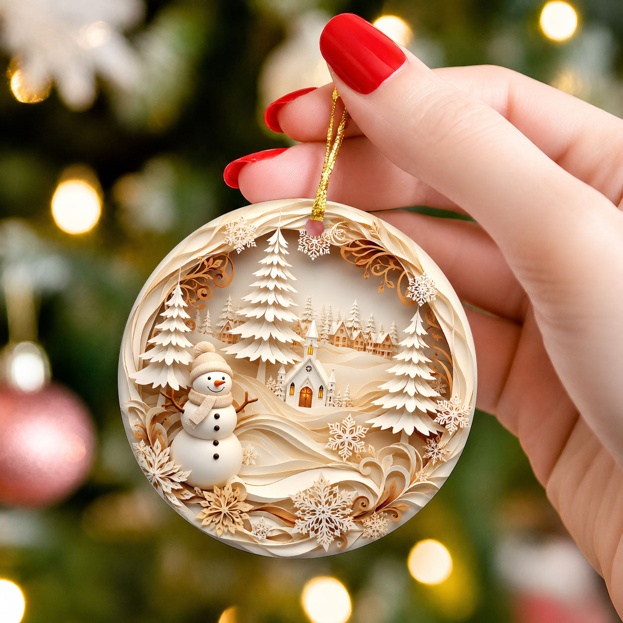 Winter Village Tree Ornament 2026, Snowman Christmas Ornament, Holiday Keepsake Decoration