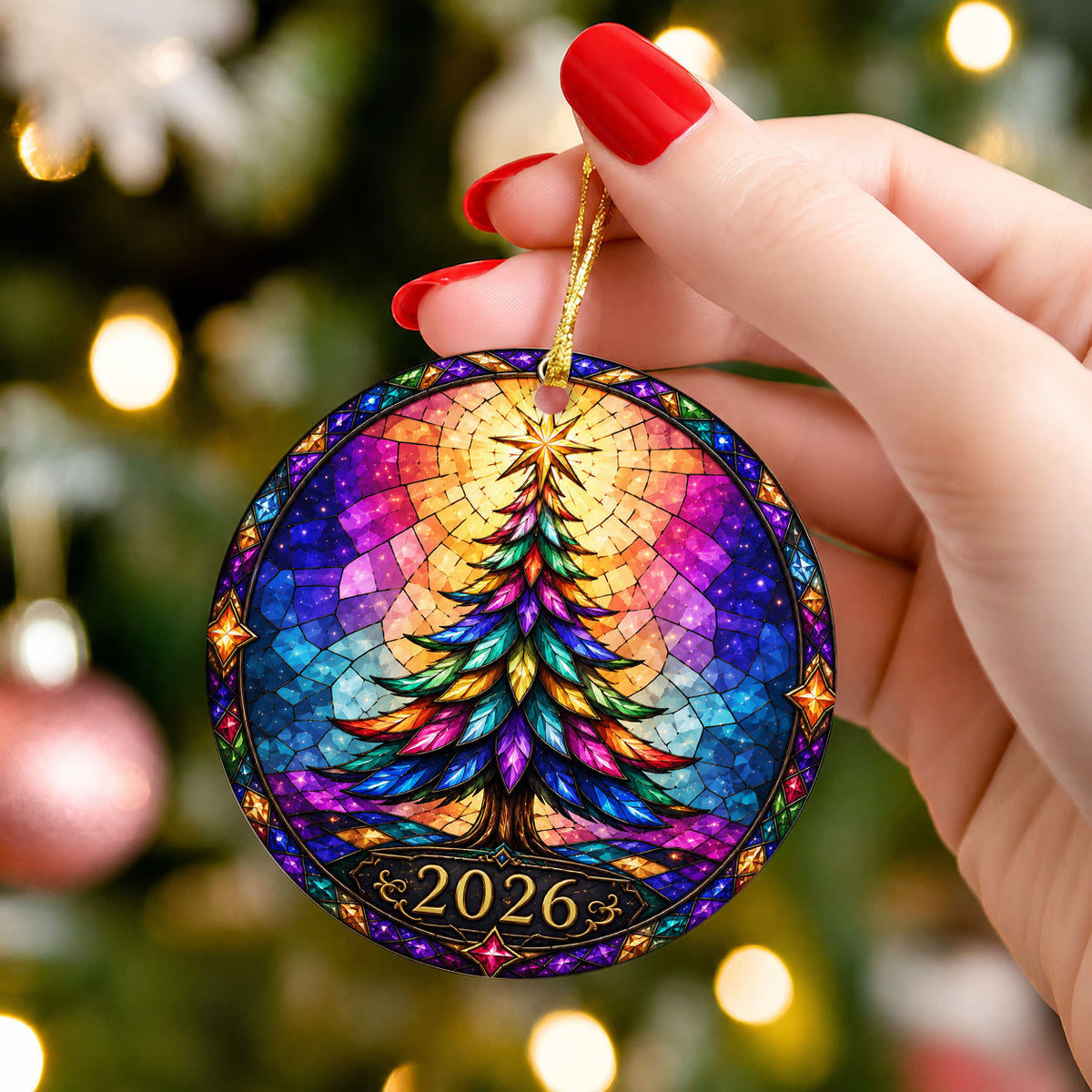 Holiday Christmas Tree Ornament 2026, Colorful Winter Mountain Scene Decoration, Christmas Tree Keepsake