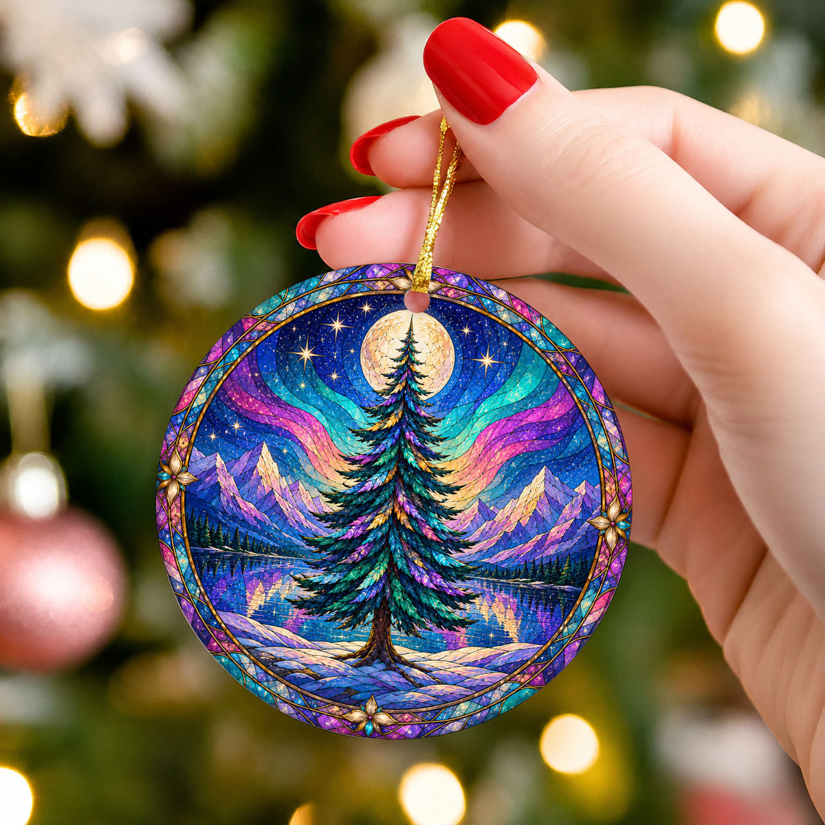 Aurora Borealis Christmas Ornament 2026, Christmas Tree Ornament, Winter Landscape Decoration