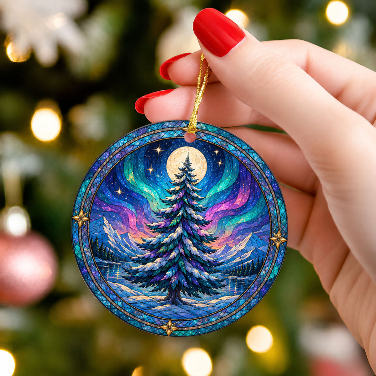 Christmas Tree Keepsake Ornament 2026, Northern Lights Holiday Ornament, Aurora Winter Decoration