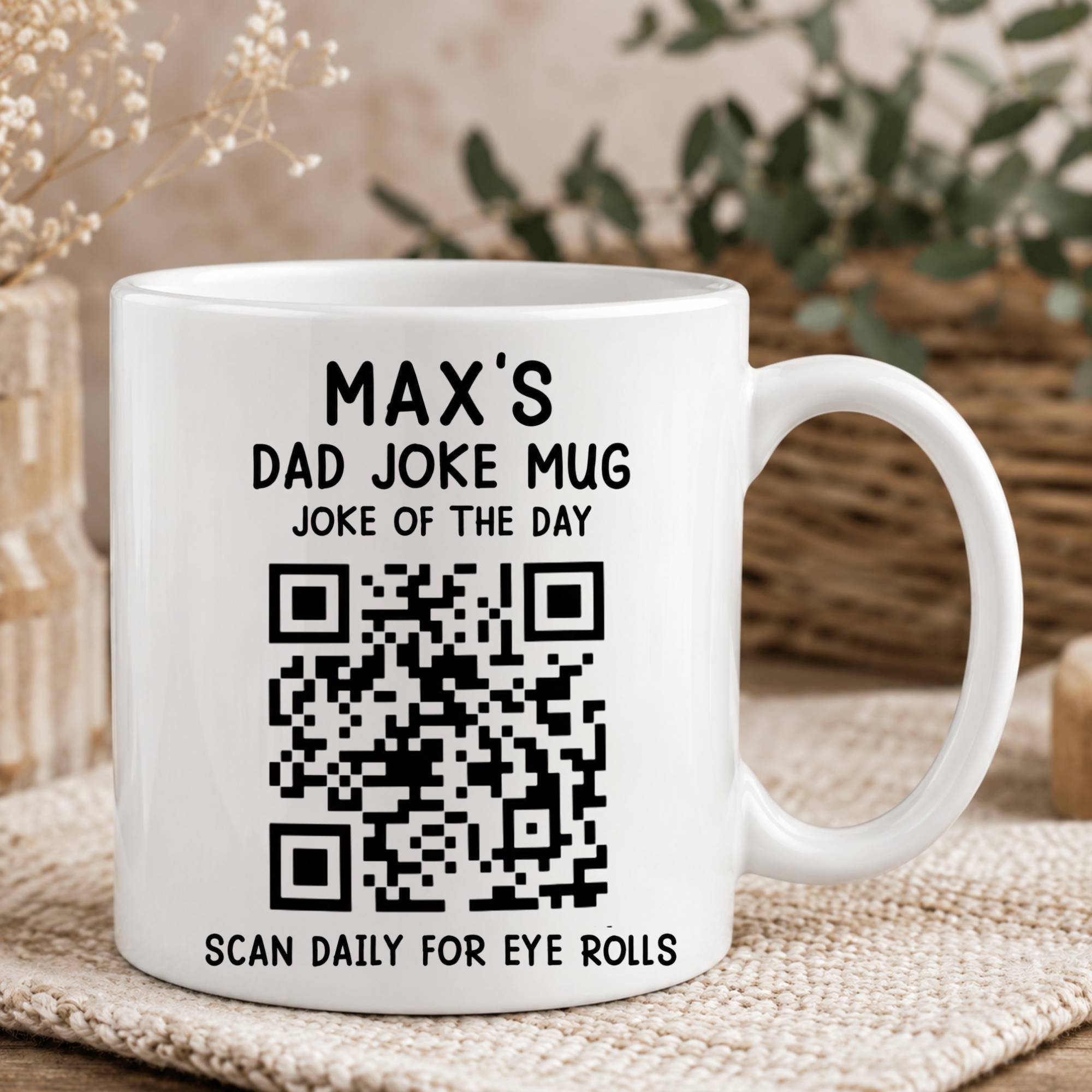 Custom Dad Joke Mug, Scan Daily For Dad Jokes, Funny Father Day Coffee Cup