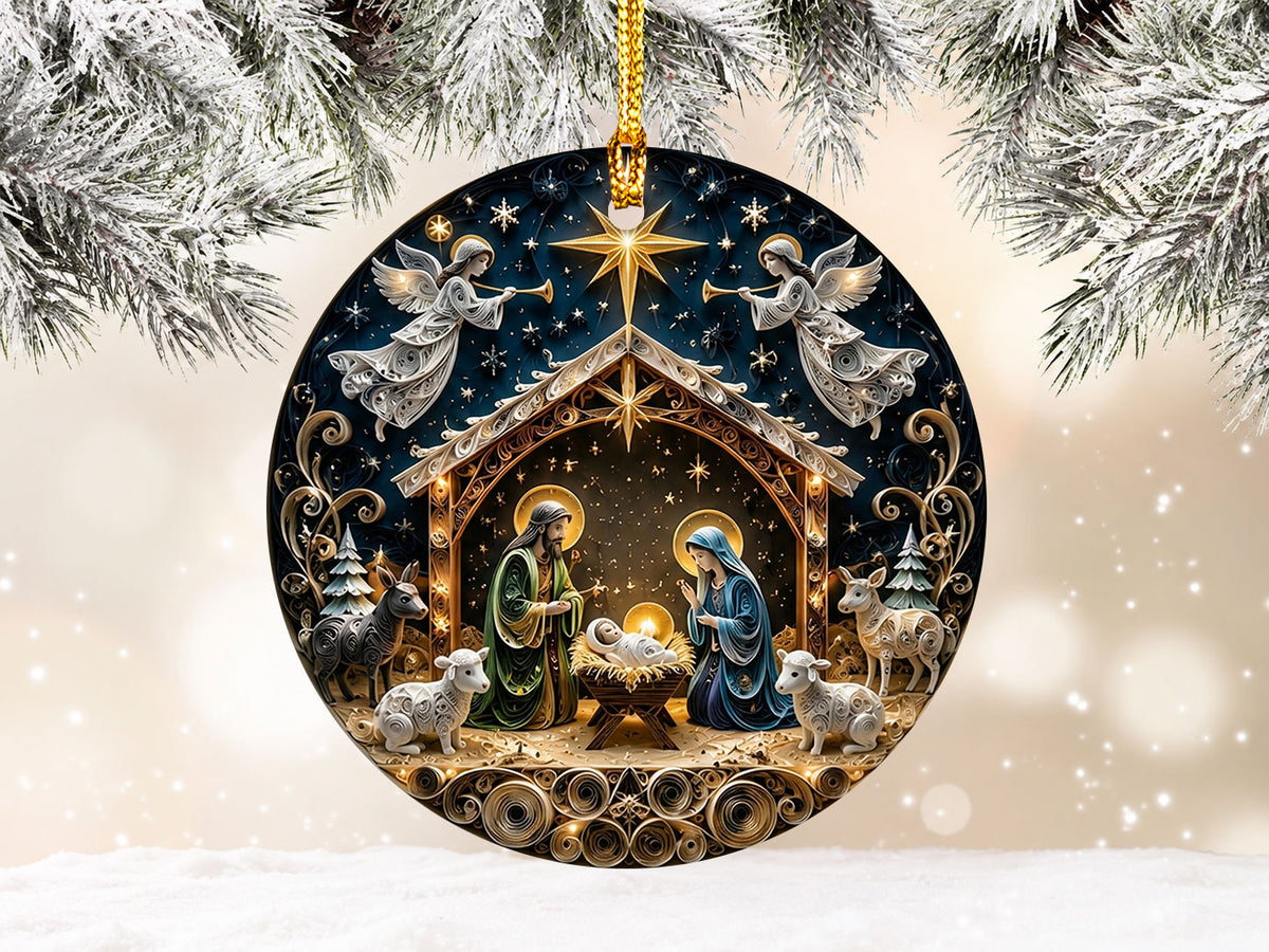 Religious Christmas Ornament 2026, Nativity Star Ceramic Ornament, Holy Night Christian Christmas Tree Decor, Faith Based Holiday Keepsake