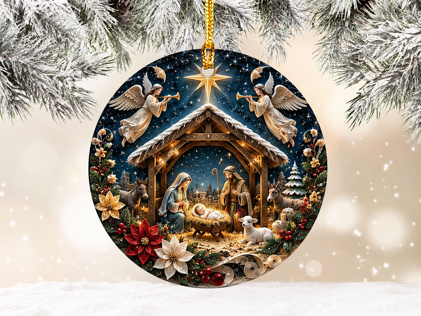 Religious Christmas Ornament 2026, Holy Family Nativity Ornament, Christian Tree Decoration, Christmas Faith Gift