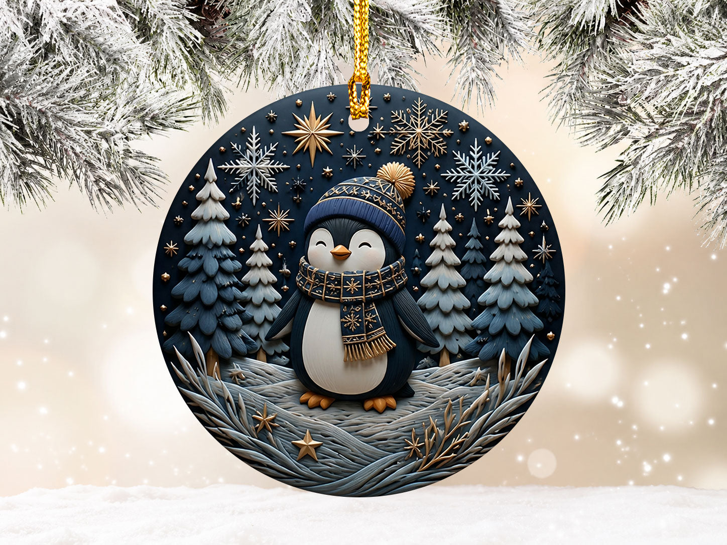 Cute Penguin Christmas Ornament 2026, Winter Penguin Holiday Tree Decoration, Cozy Snow Christmas Keepsake Gift