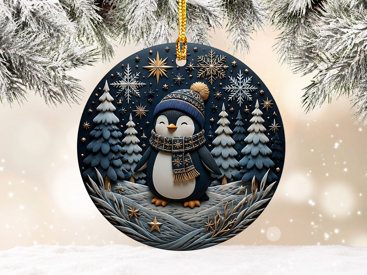 Cute Penguin Christmas Ornament 2026, Winter Penguin Holiday Tree Decoration, Cozy Snow Christmas Keepsake Gift