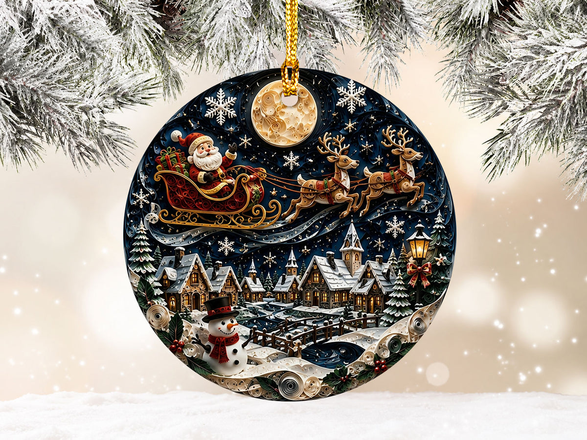 Santa Christmas Ornament 2026, Vintage Santa Claus Ceramic Ornament, Holiday Tree Decoration