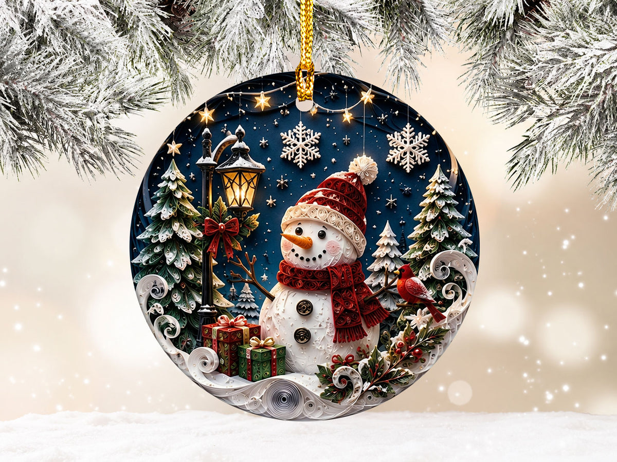 Snowman Christmas Ornament 2026, Cute Snowman Ceramic Ornament, Winter Holiday Tree Decoration, Christmas Keepsake