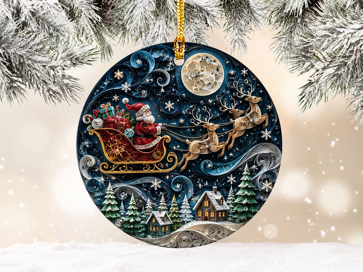 Santa Claus Christmas Ornament 2026, Vintage Santa Ceramic Ornament, Holiday Tree Decoration, Rustic Christmas Keepsake