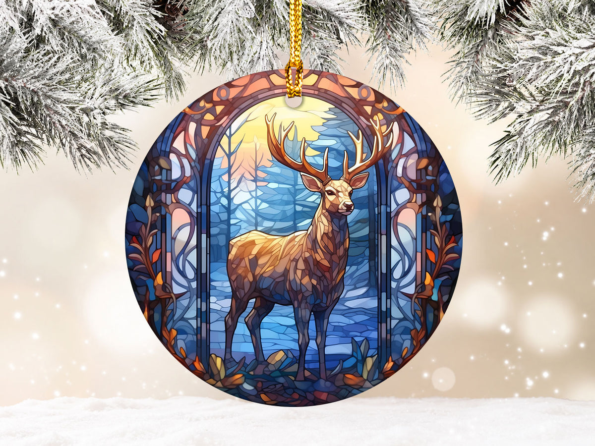 Deer Stained Glass Style Ornament, Christmas Ornament, Christmas Tree Decor, Holiday Ornament, Winter Keepsake, Seasonal Gift
