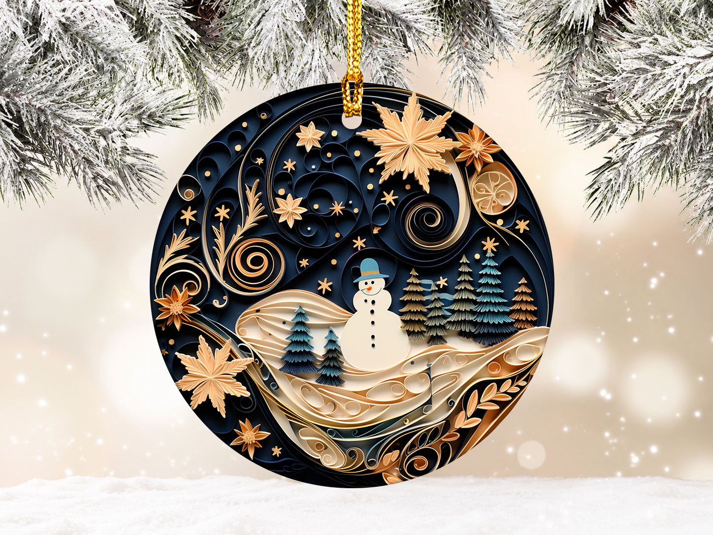 Layered Effect Snowman Christmas Ornament, Christmas 2026 Dated Ornament, Double-Sided Holiday Keepsake, Christmas Tree Gift, Festive Ornament