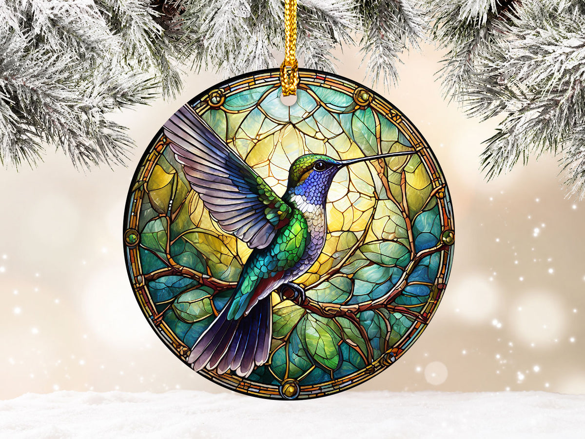 Colorful Hummingbird Stained Glass Ornament 2026, Christmas Ornament, Holiday Tree Decor, Xmas Keepsake