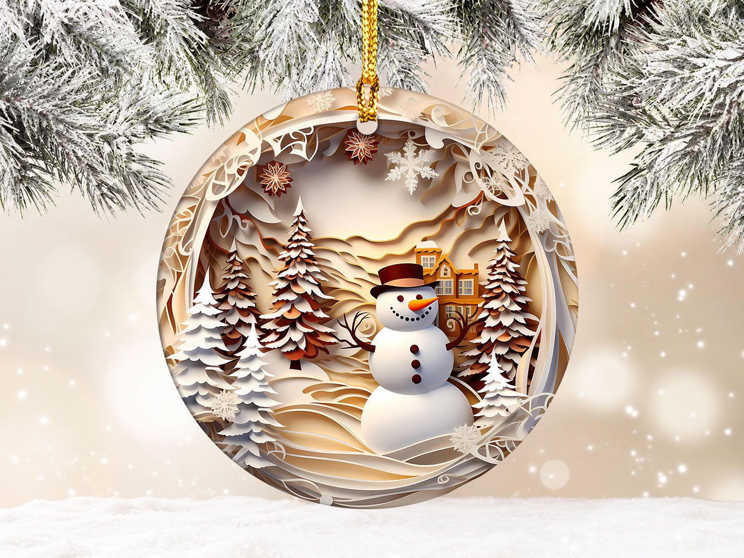Snowman Forest Scene Ornament 2026, Christmas Ornament, Holiday Tree Decor, Xmas Keepsake, Christmas Gift for Family and Friends