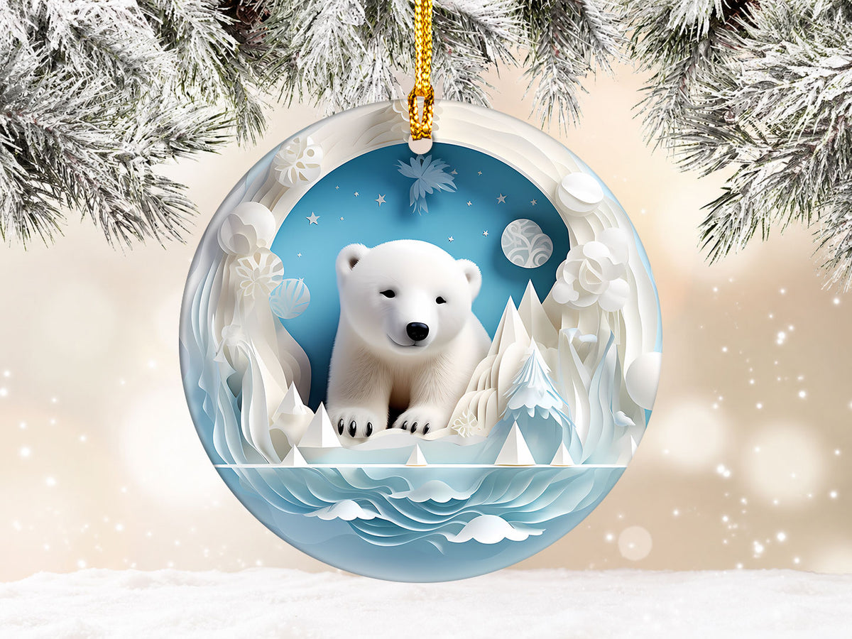Polar Bear Ornament 2026, Winter Wonderland Christmas Decoration, Arctic Animal Keepsake, Holiday Tree Ornament