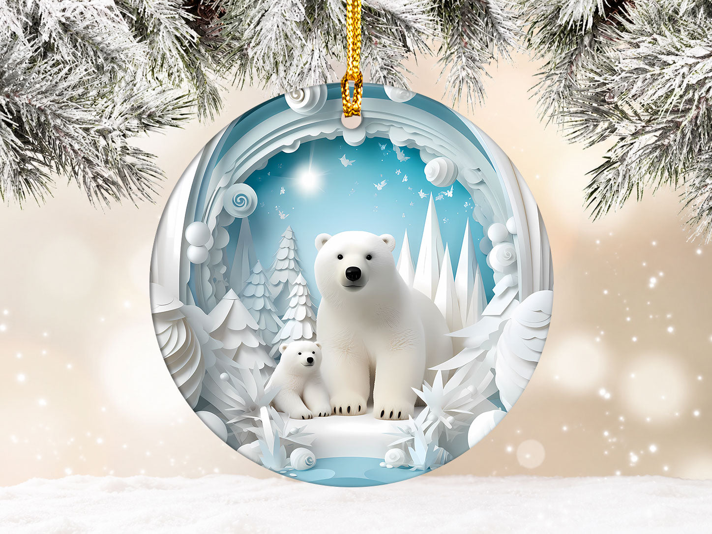 Baby Polar Bear Ornament 2026, Winter Animal Christmas Ornament, Arctic Holiday Decor, Christmas Keepsake