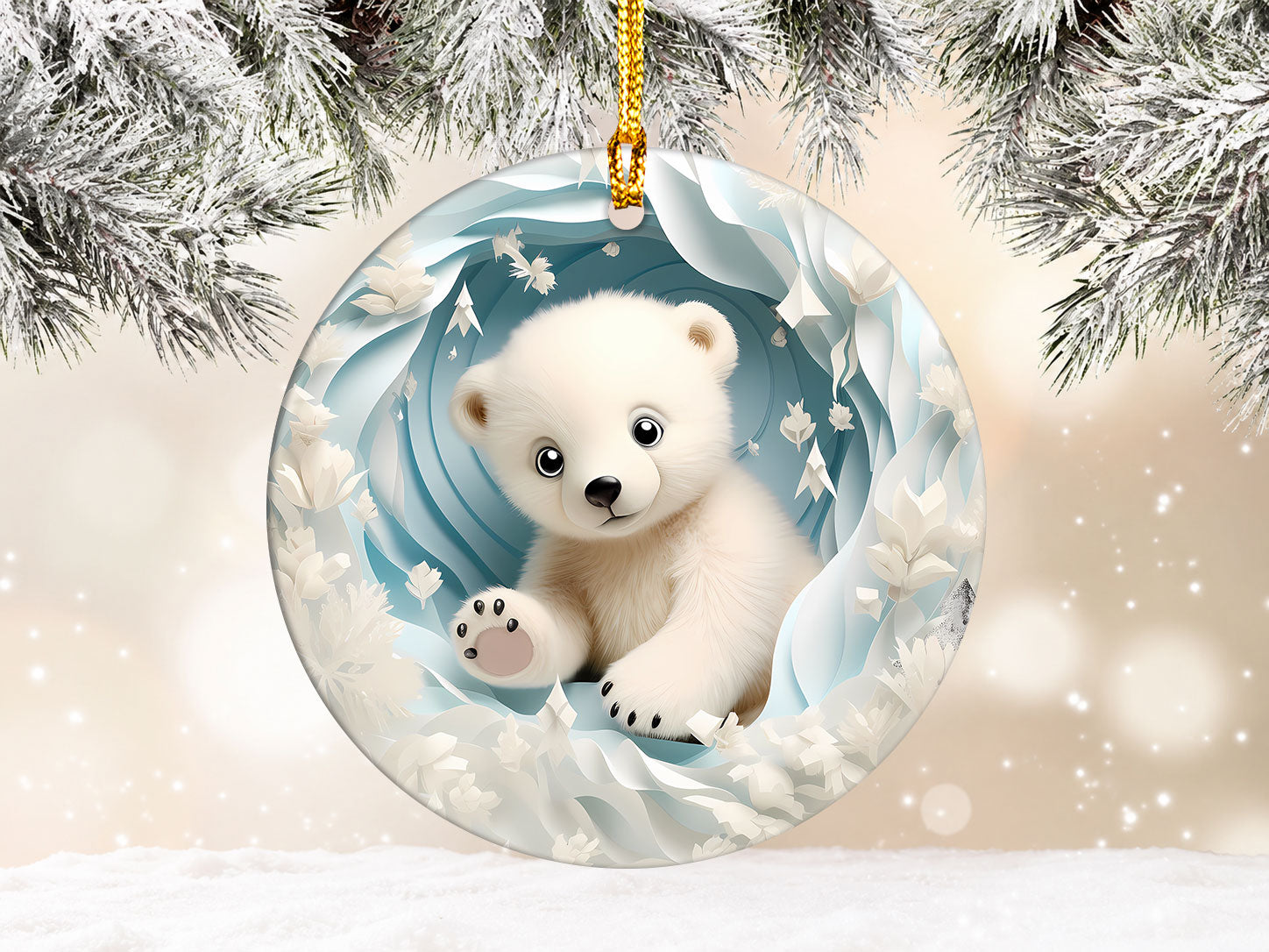 Baby Polar Bear Ornament 2026, Winter Animal Christmas Ornament, Arctic Holiday Decor, Christmas Keepsake