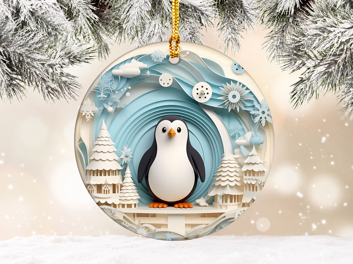 Cute Penguin Christmas Ornament 2026, Winter Wonderland Holiday Decoration, Arctic Animal Tree Ornament