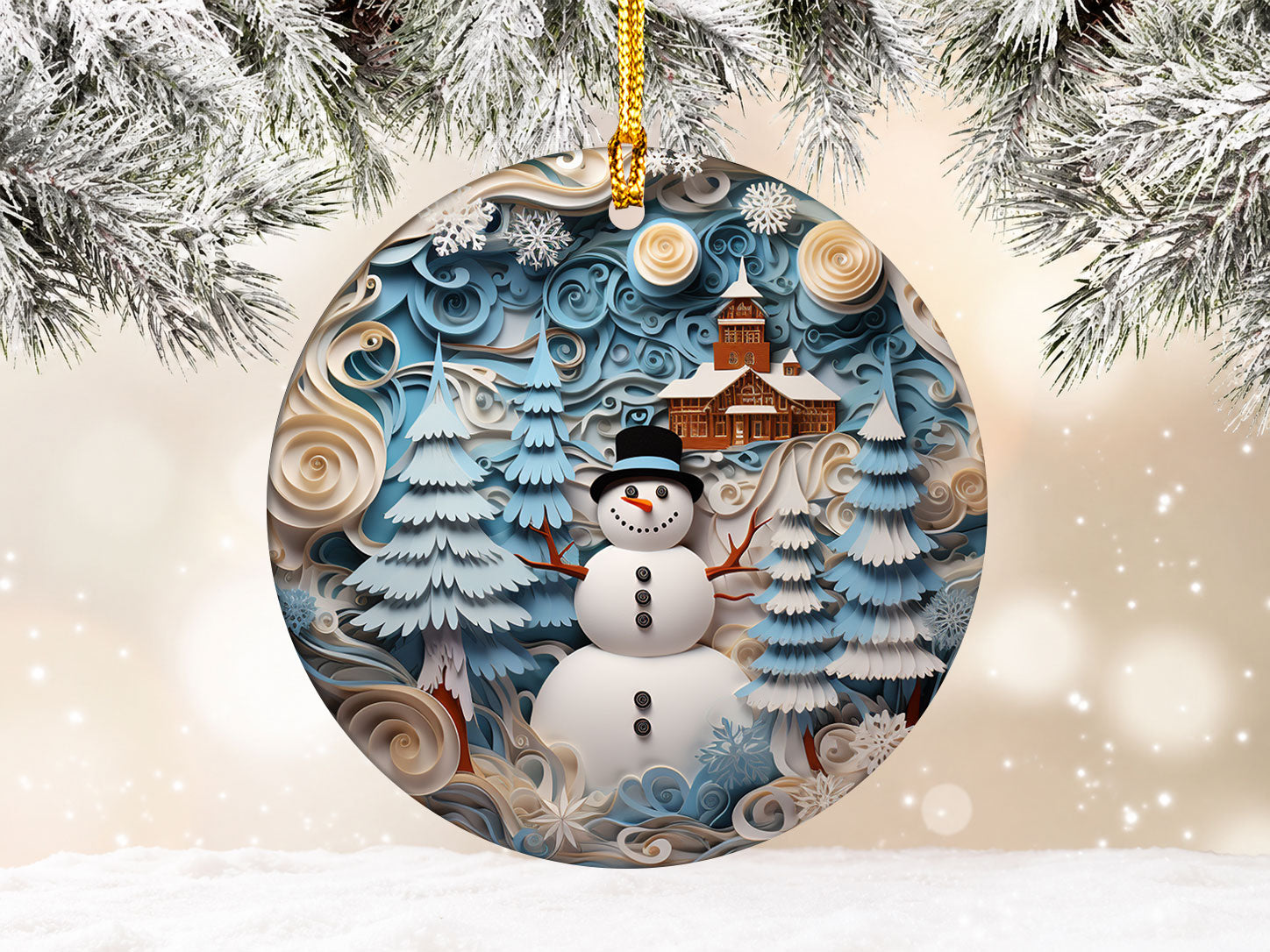 Snowman Ornament, Christmas Tree Ornament, Holiday Decoration, Christmas Keepsake Gift