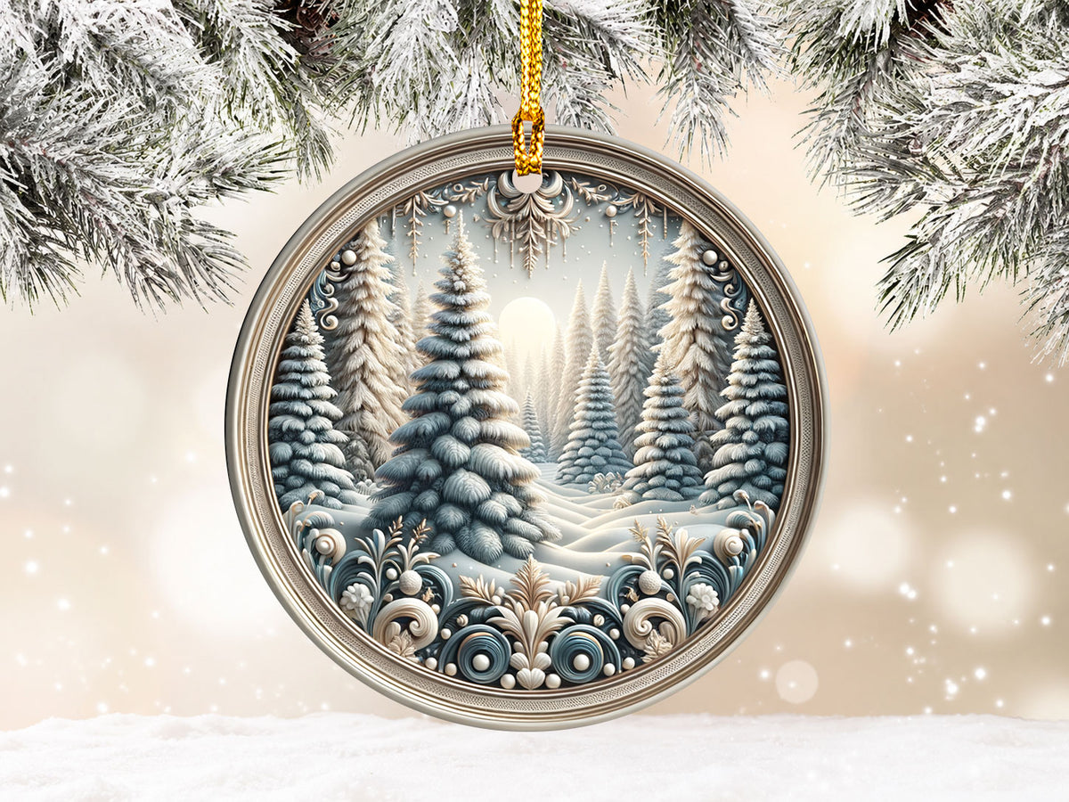 Winter Forest Christmas Ornament 2026, Snowy Pine Tree Ornament, Winter Wonderland Decor, Christmas Tree Decoration, Holiday Gift Keepsake