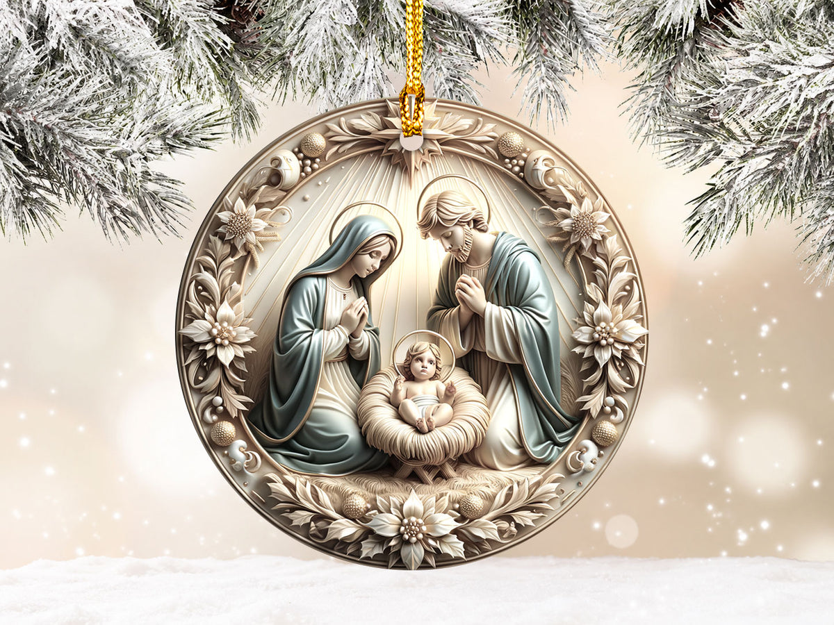 Nativity Scene Christmas Ornament 2026, Holy Family Ornament, Christian Christmas Decor, Religious Tree Ornament, Faith Christmas Gift