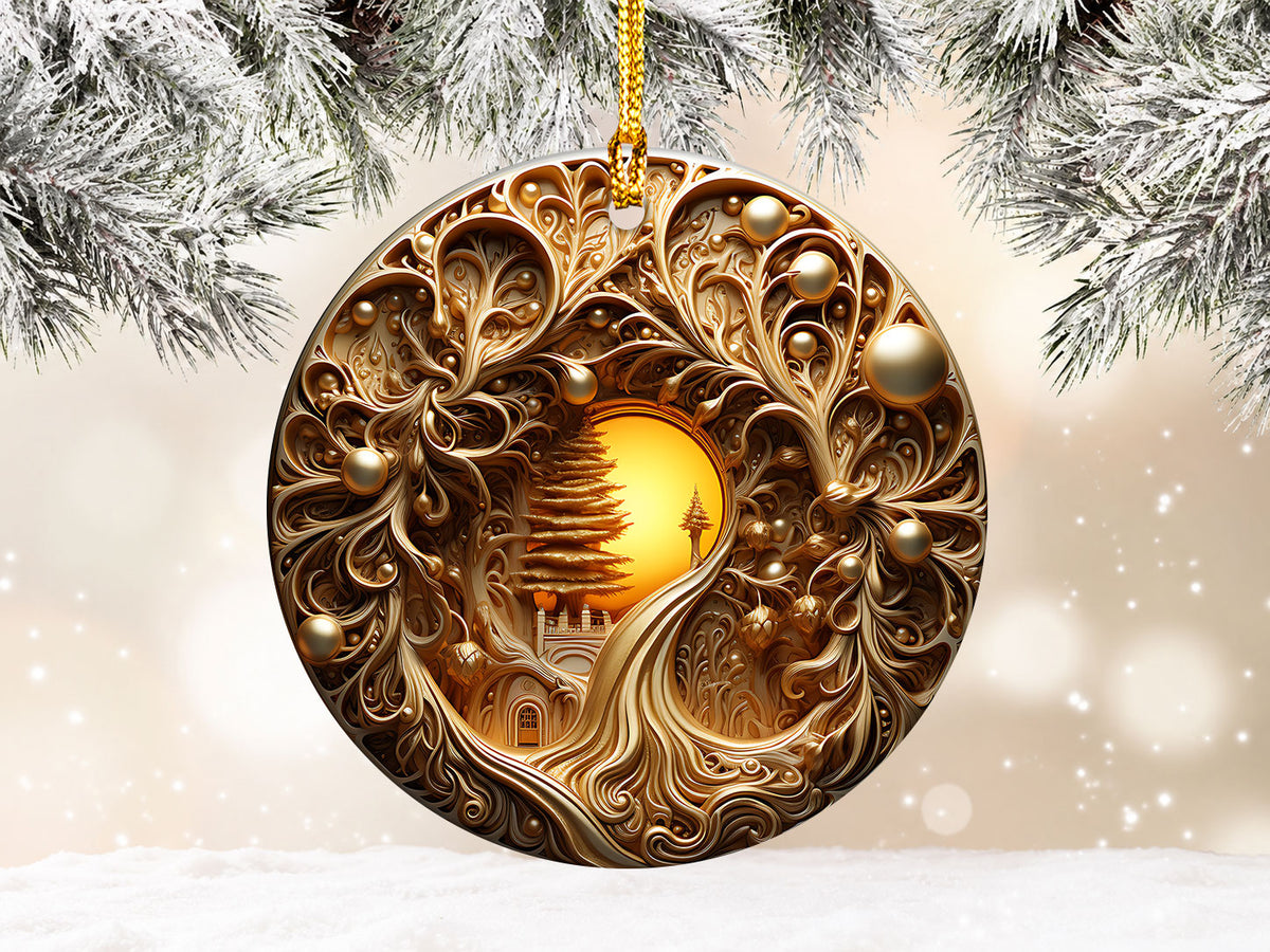 2026 Golden Tree of Life Ornament, Luxury Christmas Ornament, Ornate Gold Holiday Decor, Elegant Xmas Tree Decoration, Keepsake Gift