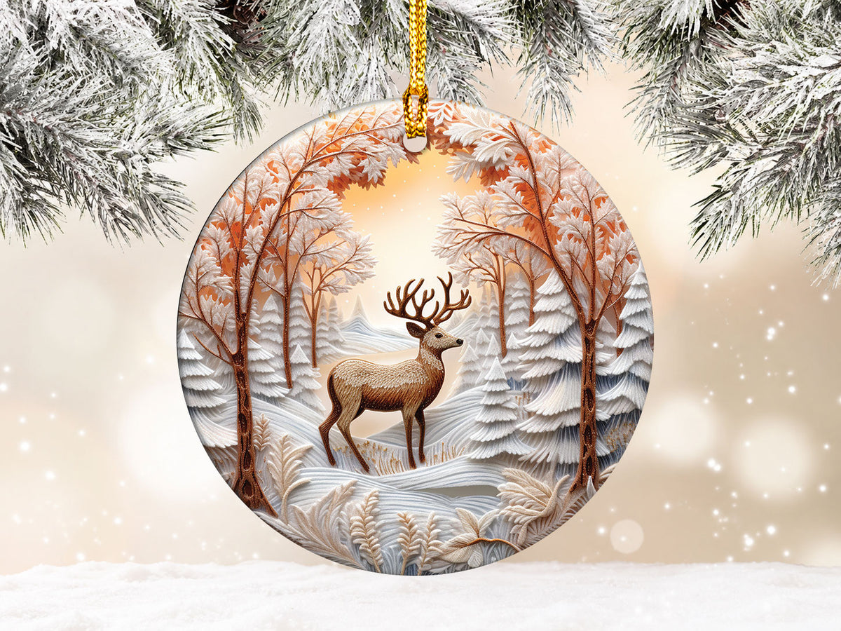 2026 Christmas Ornament, Elegant Woodland Deer Ornament, Wnter Holiday Keepsake, Christmas Decor, Winter Tree Decoration