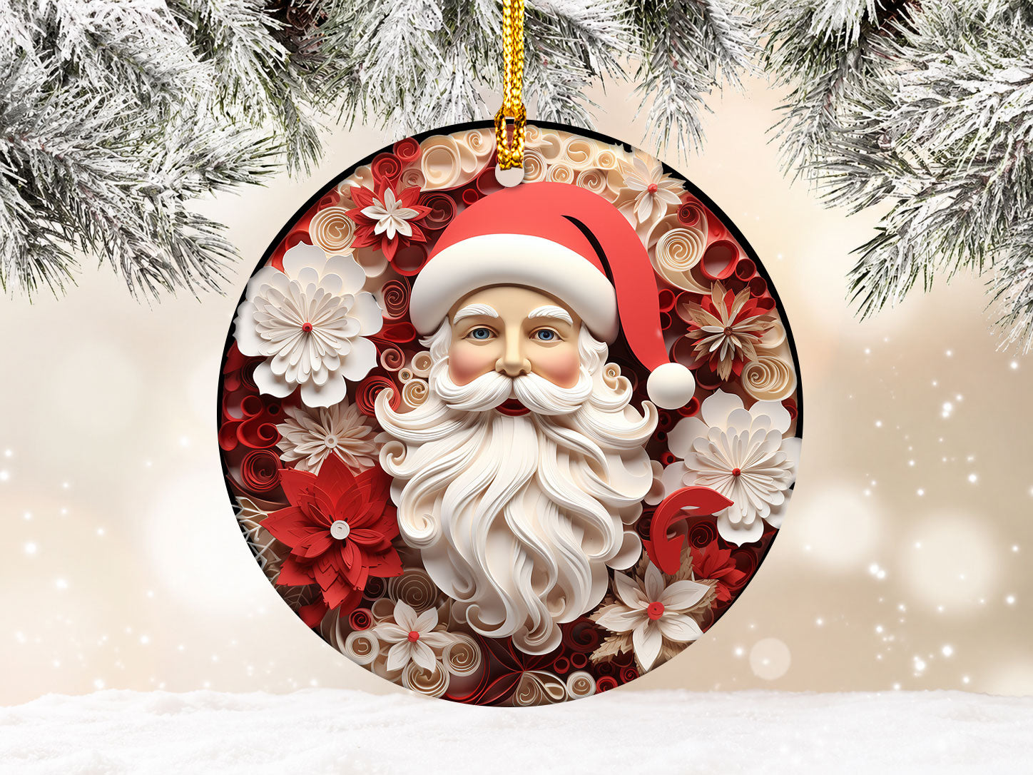 Santa Claus Christmas Ornament 2026, Paper Cut Santa Decor, Holiday Keepsake, Christmas Tree Ornament, Xmas Gift, Winter Decoration