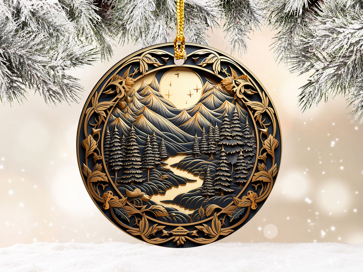 Mountain Forest Ornament, Christmas Tree Ornament 2026, Christmas Ornament, Holiday Deco