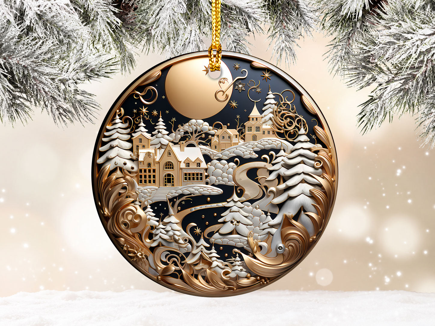 Peaceful Winter Landscape Ornament 2026, Christmas Tree Ornament, Holiday Decoration, Ceramic Keepsake