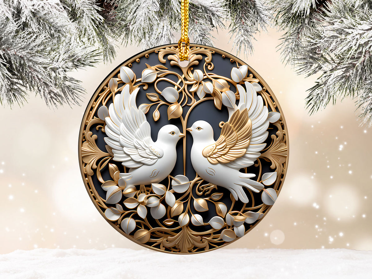Love Birds Christmas Ornament 2026, White Dove Ceramic Ornament, Romantic Holiday Tree Decoration