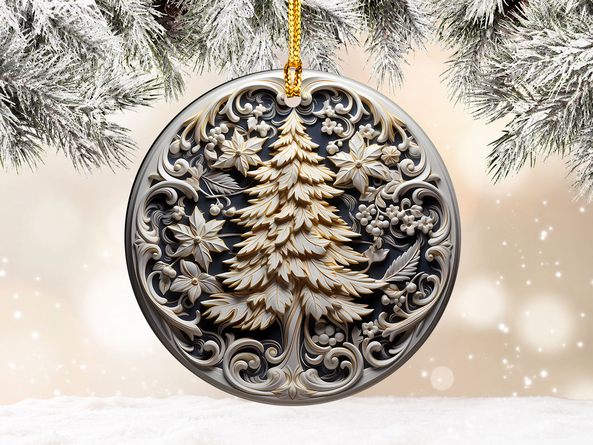 Christmas Tree Keepsake Ornament 2026, Elegant Ceramic Holiday Ornament, Festive Tree Decoration, Christmas Gift for Family and Friends