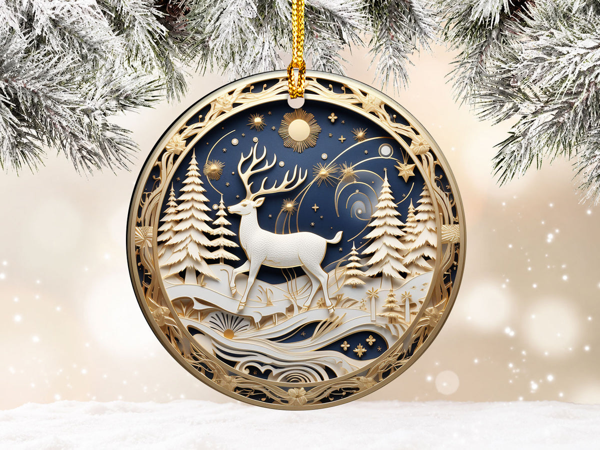 Deer Ornament, Majestic Stag Christmas Ornament, Woodland Christmas Decor, Rustic Holiday Tree Ornament